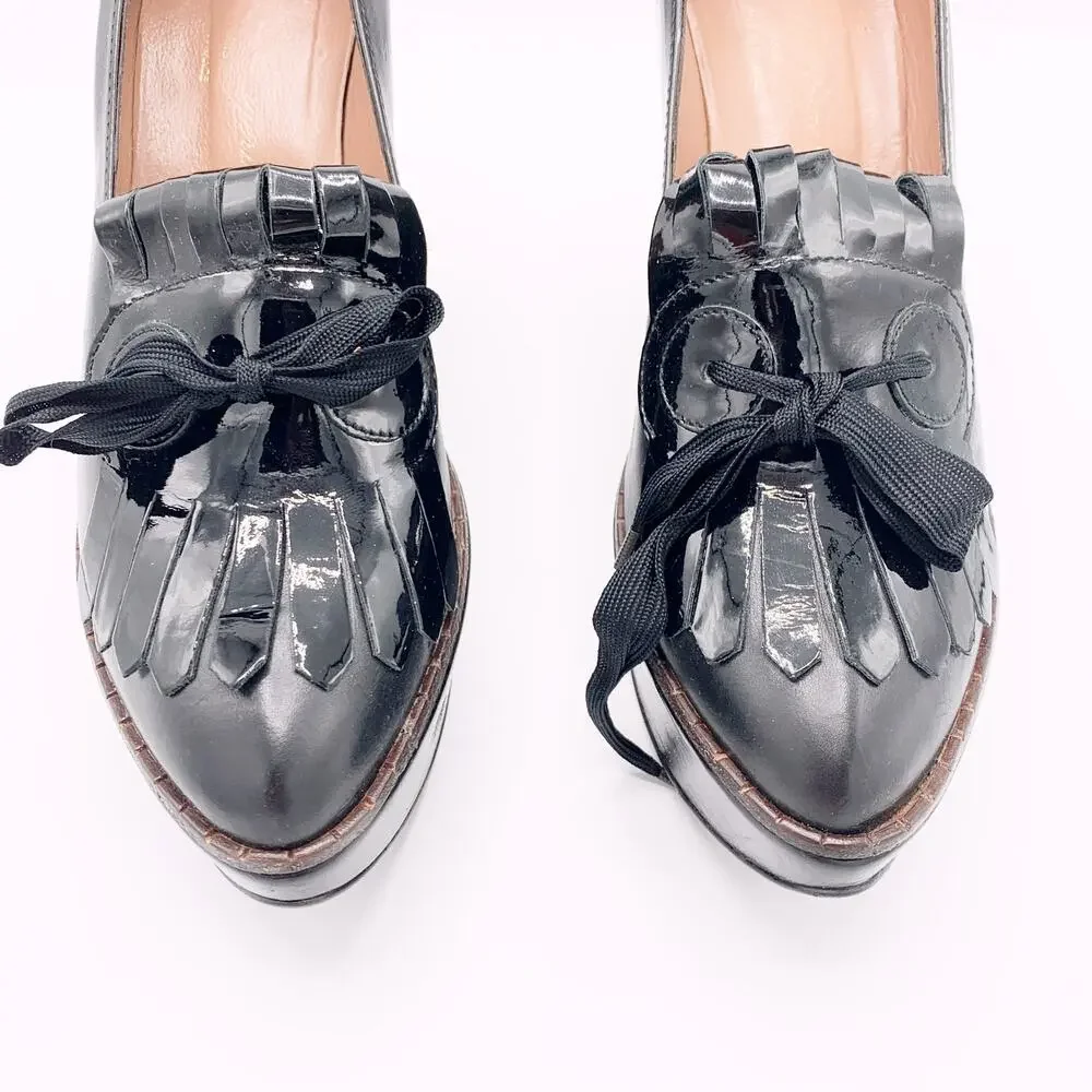Robert Clergerie Fringe Platform Wedges - Picture 4 of 11